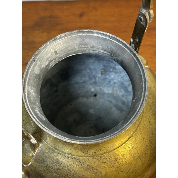 Vintage Decorative Brass Tea Kettle W/Wood Handle & Gooseneck Spout Patina - Picture 7 of 10